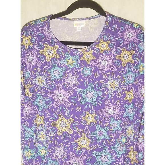 LuLaRoe Irma tunic mid sleeve geometric purple polyester blend size xs new READ - Picture 9 of 9